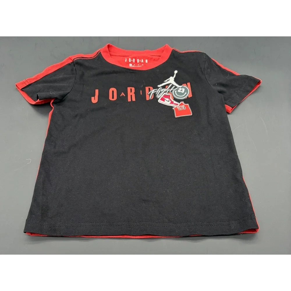 Jordan Boys Size 6 Black Red Flight Graphic T-Shirt and Shorts 2-Piece Set